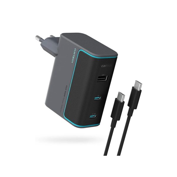 Сетевая зарядка Cuktech Gan 100W (AD1003EU) (2C1A) с кабелем Type-C Серый